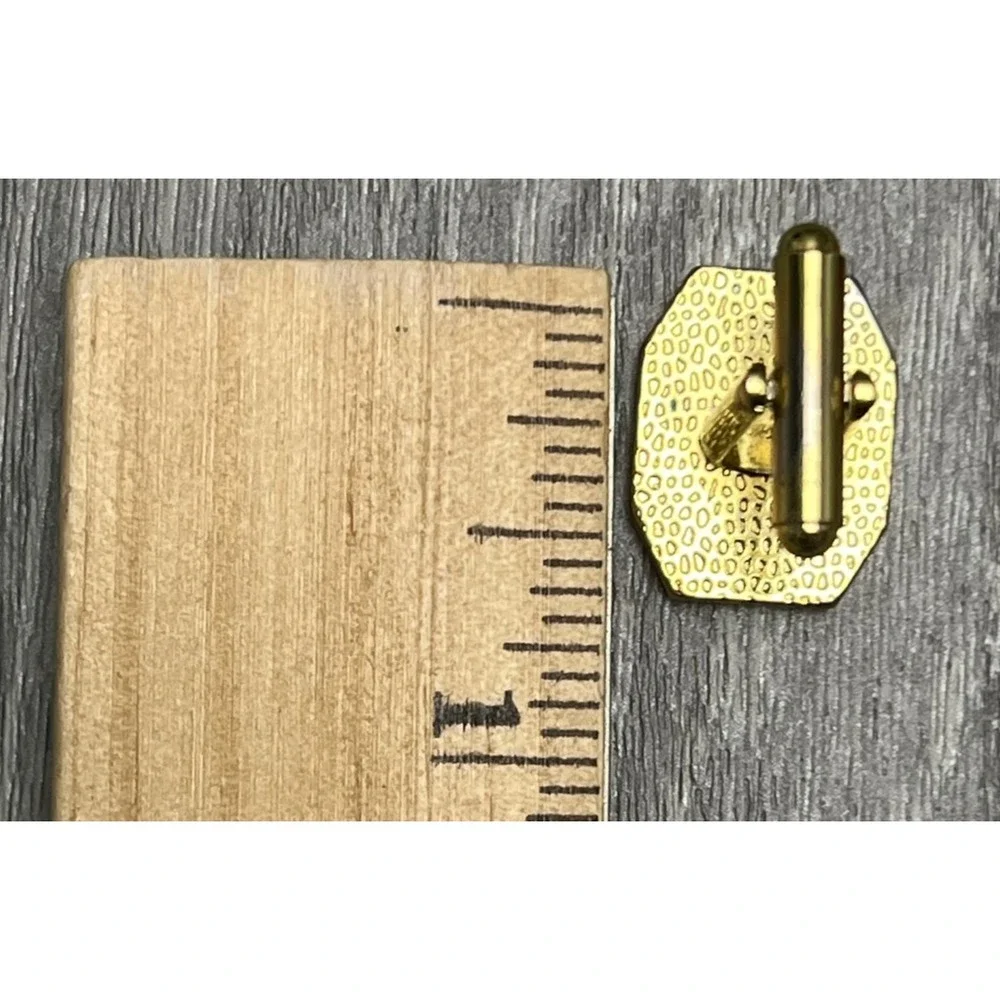 Classic Gold Tone Cufflinks with Black Enamel Inlay - Octagonal Rectangle Shape